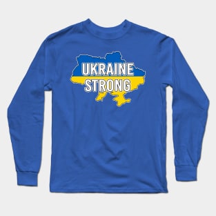 Ukraine Strong Ukrainian Flag Map Long Sleeve T-Shirt